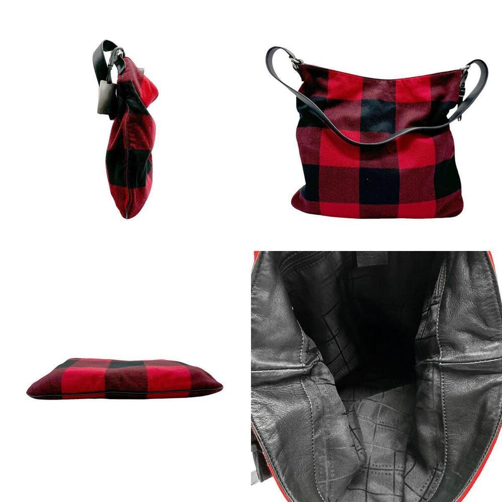 Celine Silver Wool Black Bag Leather Shoulder Red Black Red